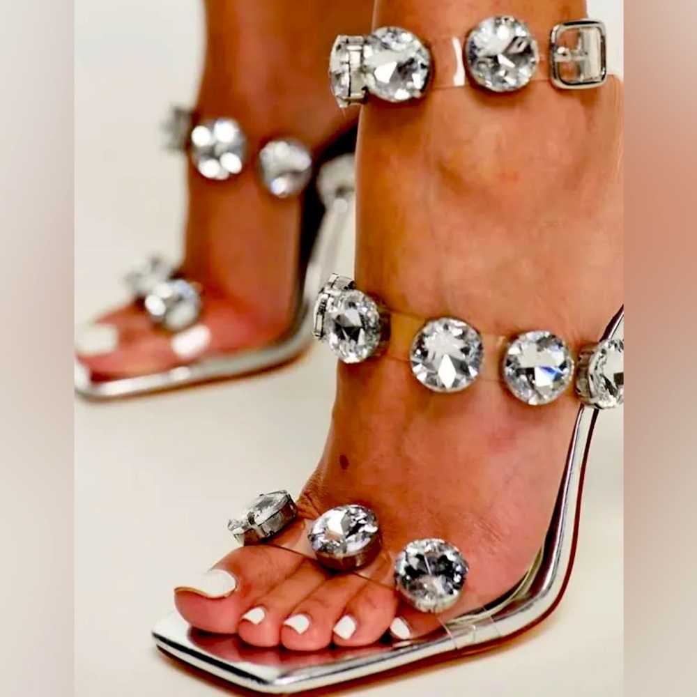 Azalea Wang Everly jeweled heeled sandals